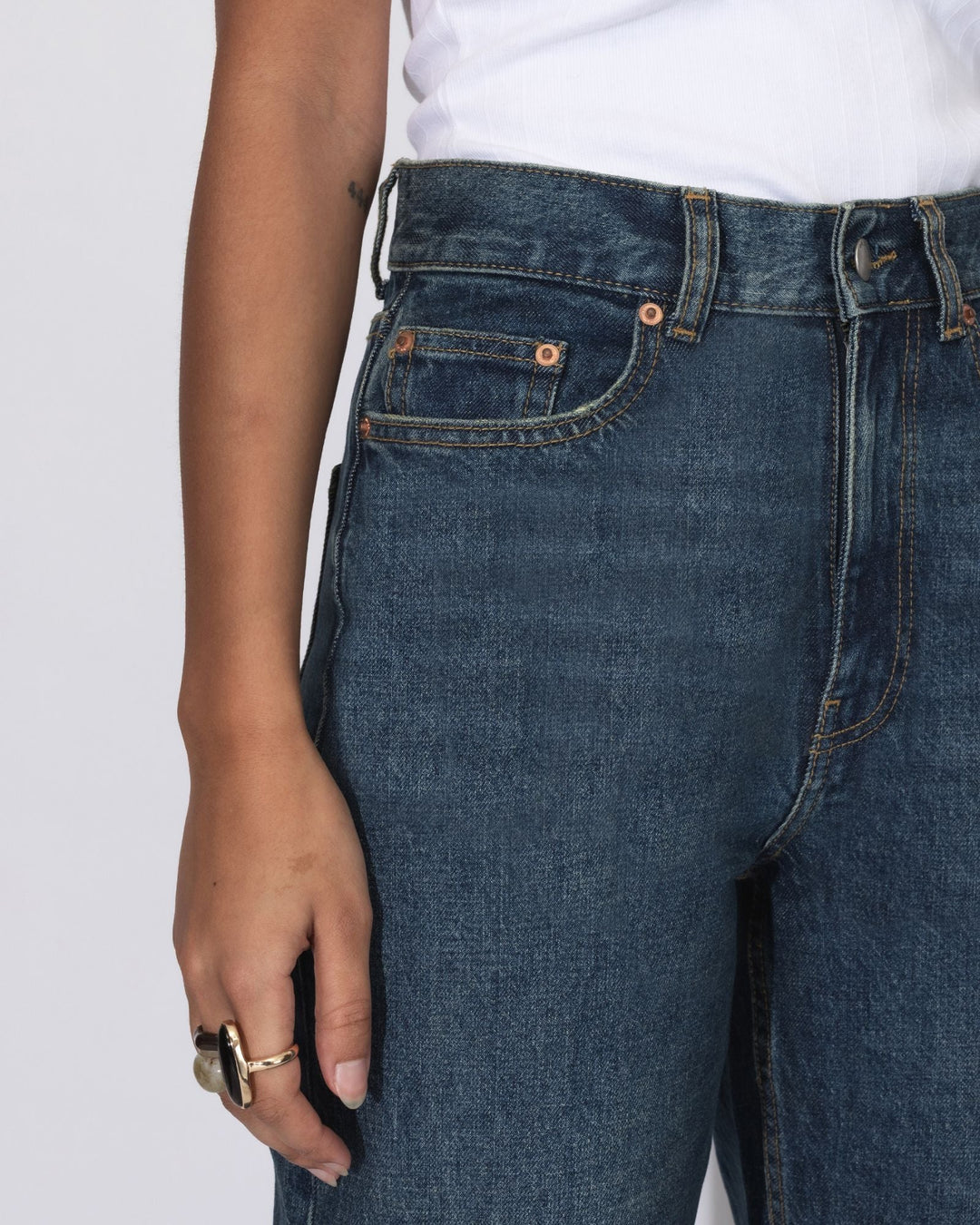 Dr Denim Echo High Straight - Bay Dark Used Vintage