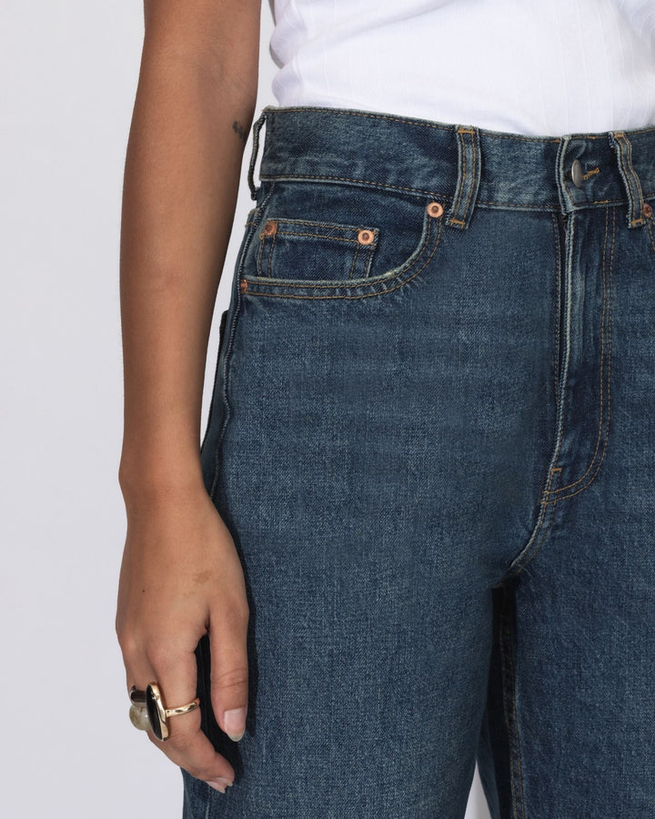 Dr Denim Echo High Straight - Bay Dark Used Vintage