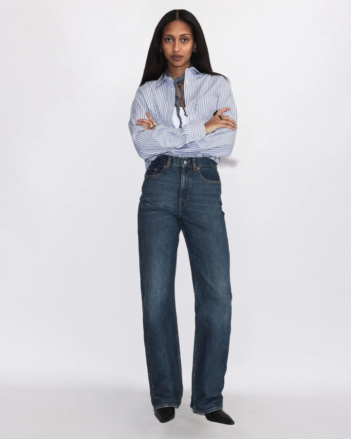 Dr Denim Echo High Straight - Bay Dark Used Vintage
