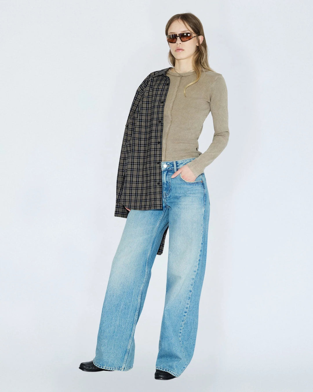 Dr Denim Rhue Low Wide Jean - Drift Sky Used