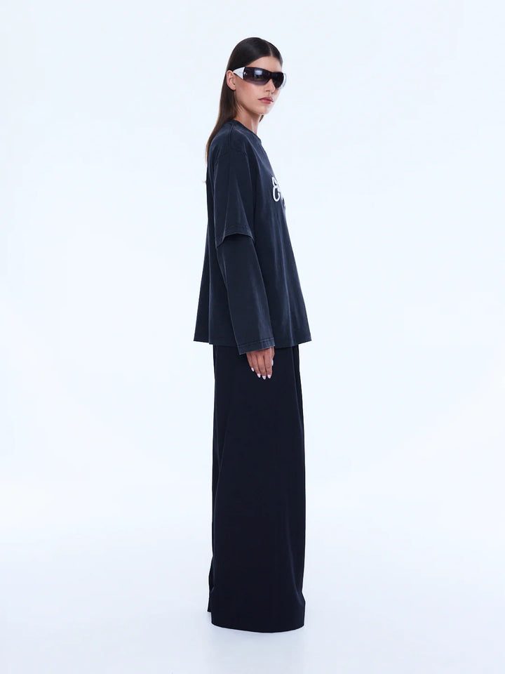 Ena Pelly Mock Layer Long Sleeve - Vintage Black/EP Studios