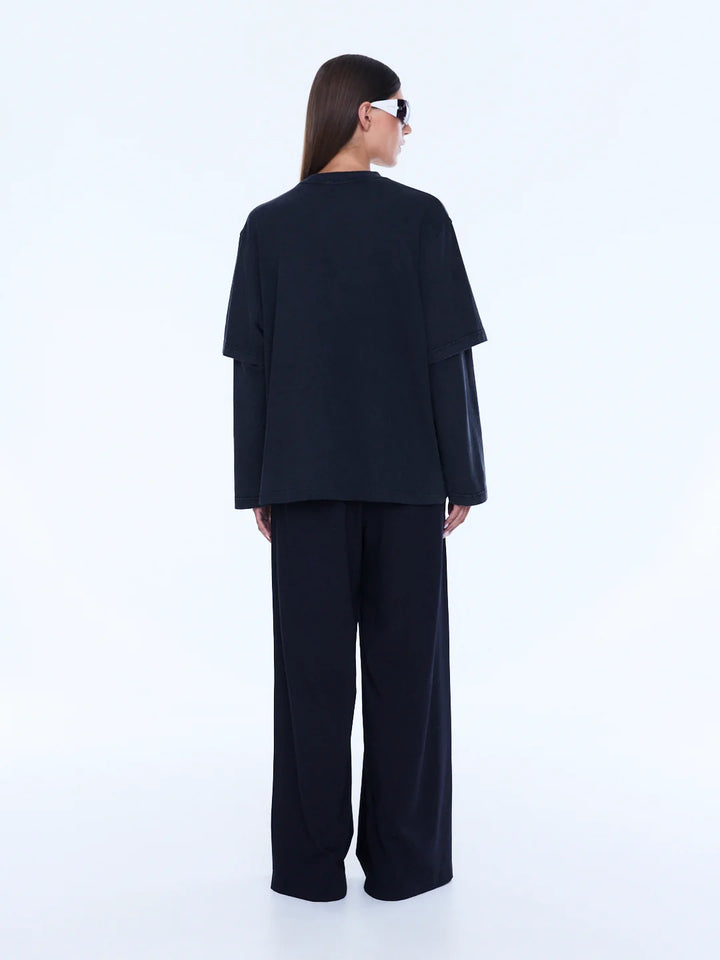 Ena Pelly Mock Layer Long Sleeve - Vintage Black/EP Studios
