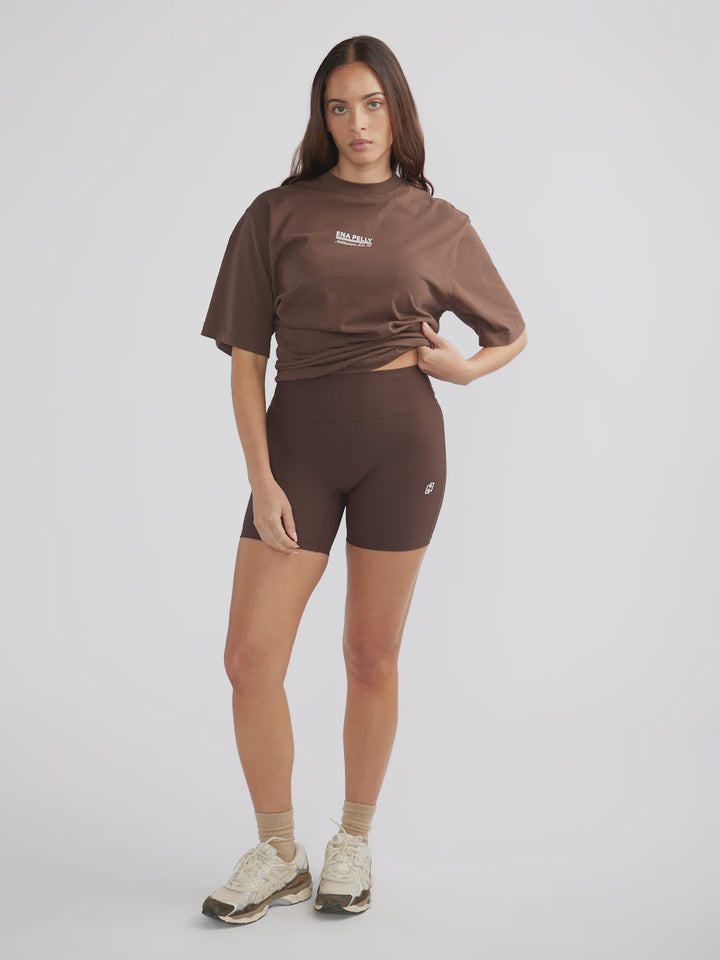 Ena Pelly Athleisure Rib Bike Short - Mocha