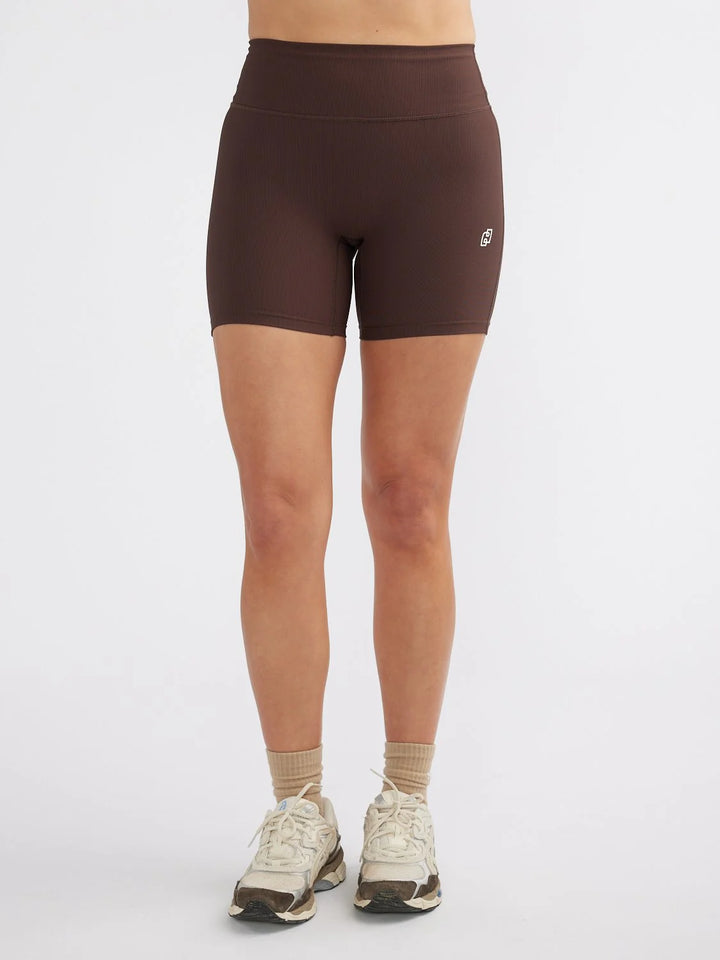 Ena Pelly Athleisure Rib Bike Short - Mocha