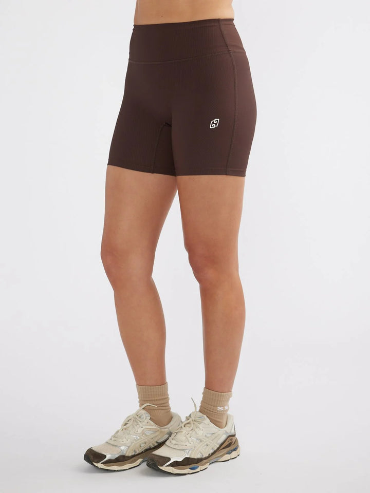 Ena Pelly Athleisure Rib Bike Short - Mocha