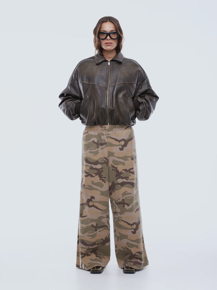 Ena Pelly Mari Leather Bomber - Mocha