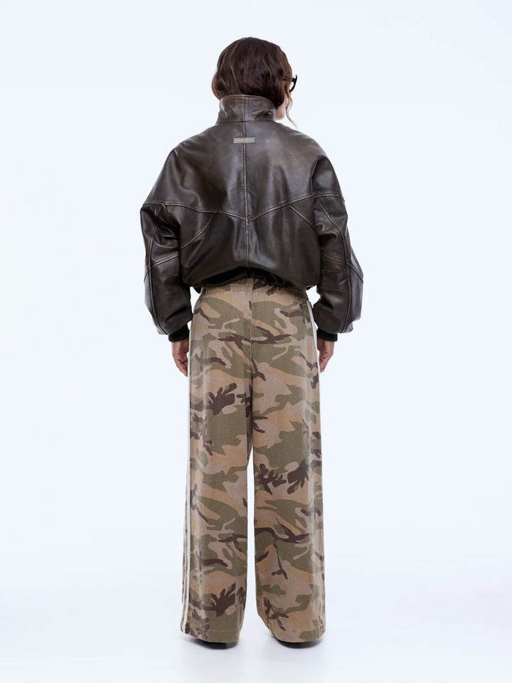 Ena Pelly Mari Leather Bomber - Mocha