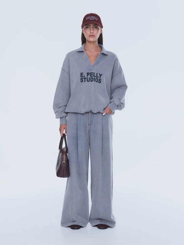 Ena Pelly Iva Jersey Polo - Dove Grey
