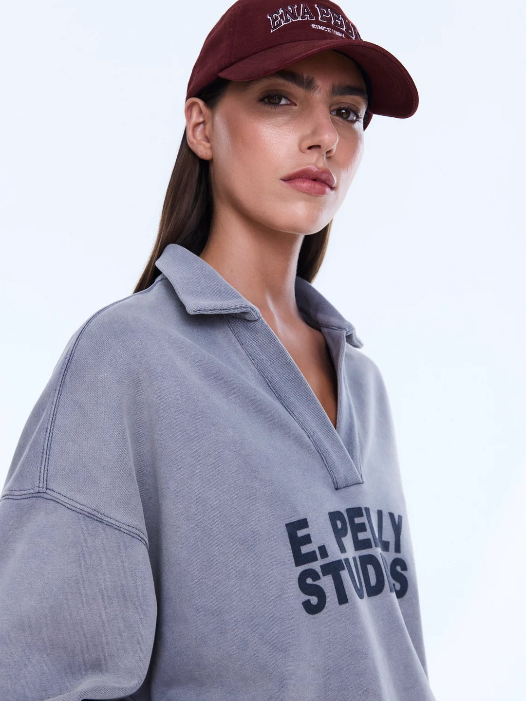 Ena Pelly Iva Jersey Polo - Dove Grey