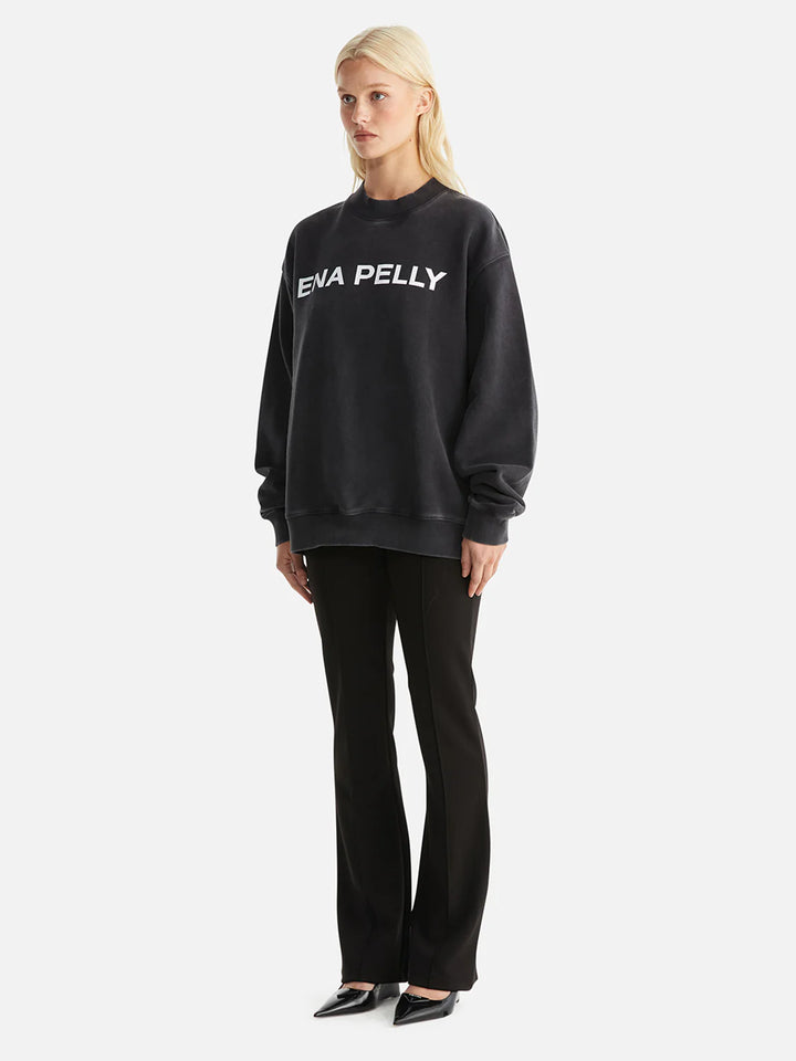 Ena Pelly Chloe Oversized Sweater Core Logo- Vintage Black