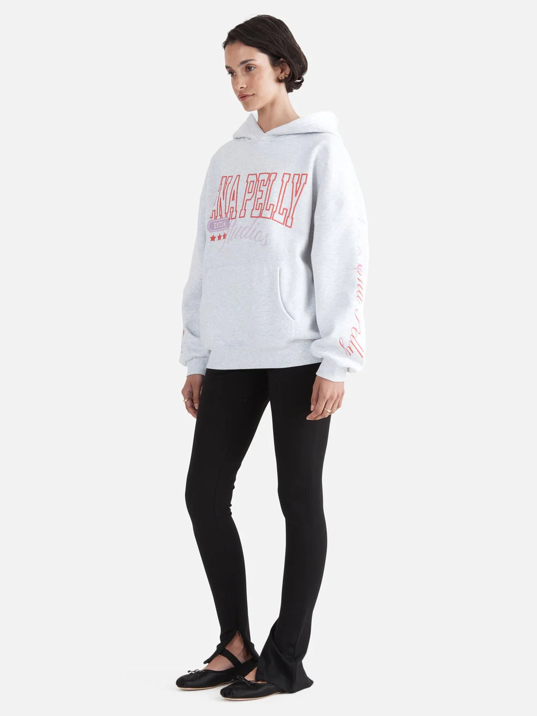 Ena Pelly EP Mix Oversized Hoodie - White Marle