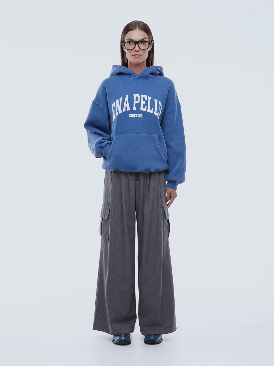 Ena Pelly Varsity Hoodie - Washed Indigo