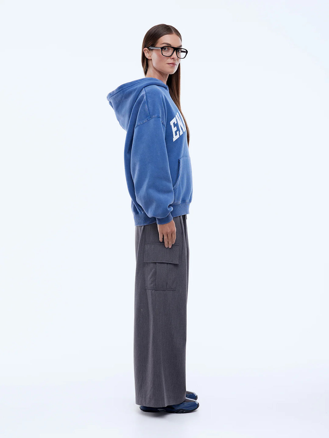 Ena Pelly Varsity Hoodie - Washed Indigo
