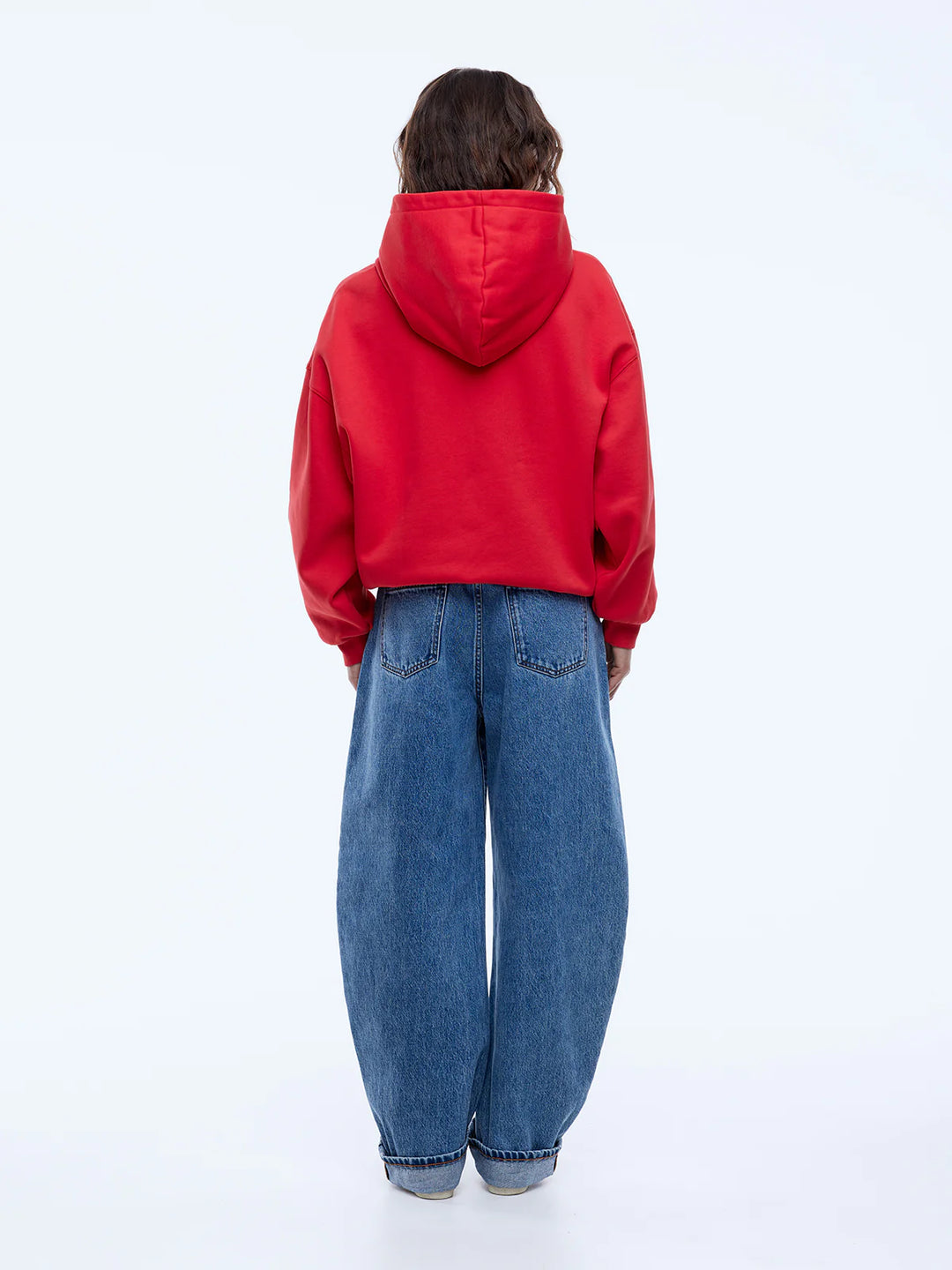 Ena Pelly Washed Debossed Hoodie - Washed Red