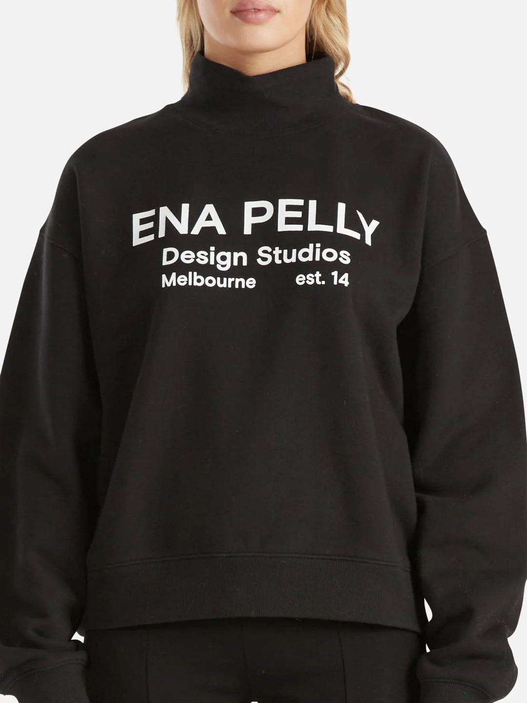 Ena Pelly Gracie High Neck Sweater- Black