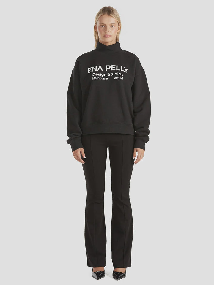Ena Pelly Gracie High Neck Sweater- Black