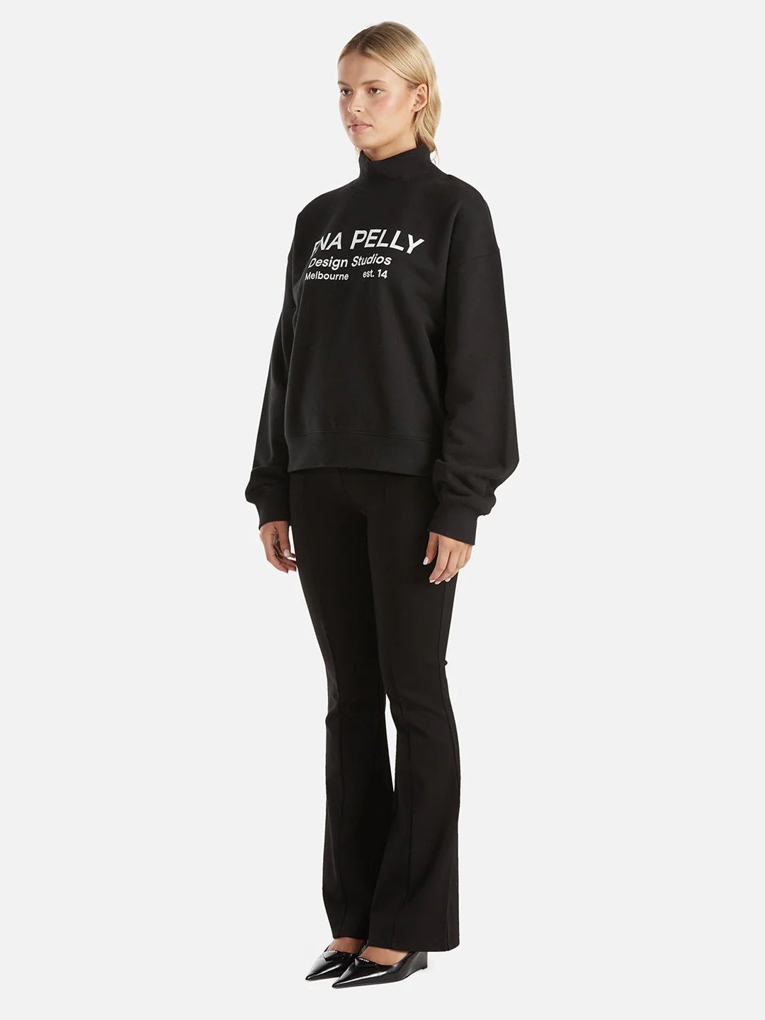Ena Pelly Gracie High Neck Sweater- Black