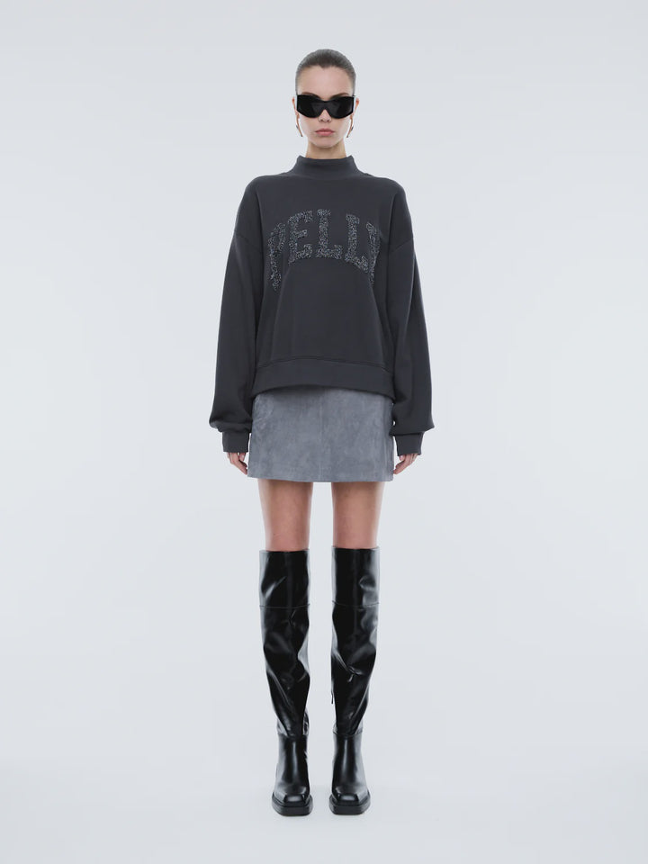 Ena Pelly Glitter Collegiate Sweatshirt - Off Black