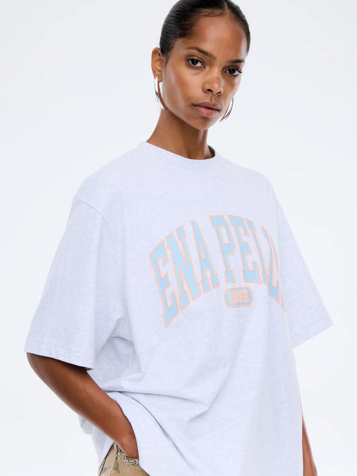 Ena Pelly Blue Collegiate Tee- White Marle