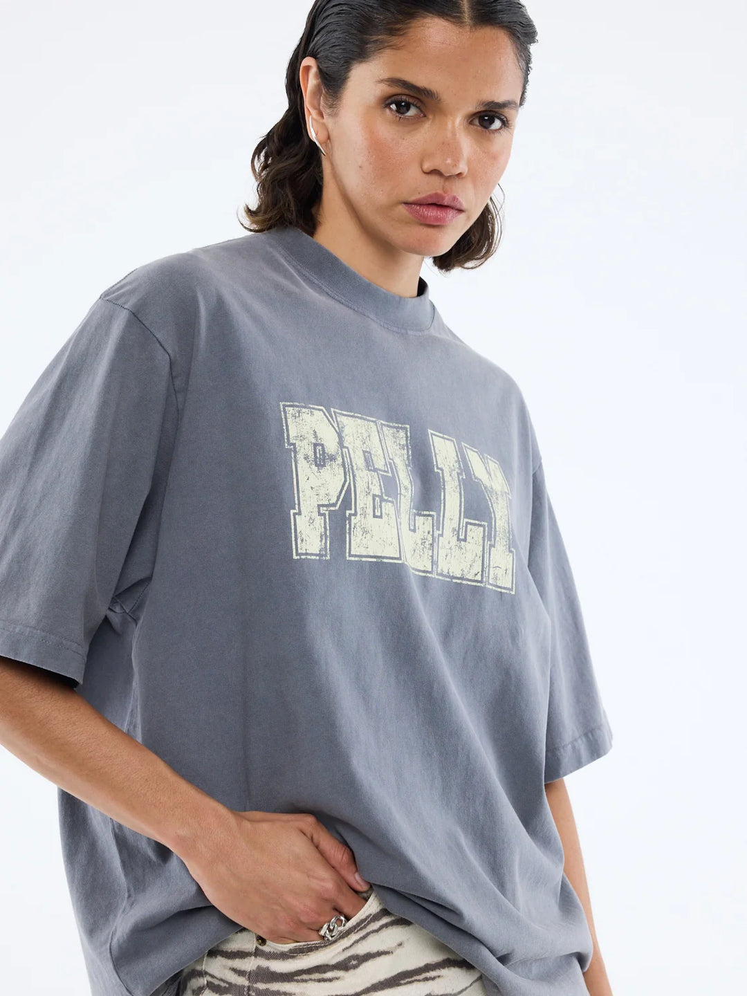 Ena Pelly Pelly World Tour Tee - Washed Grey