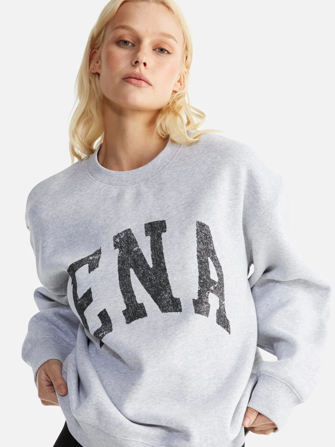 Ena Pelly Lilly Oversized Sweater College - Mid Grey Marle
