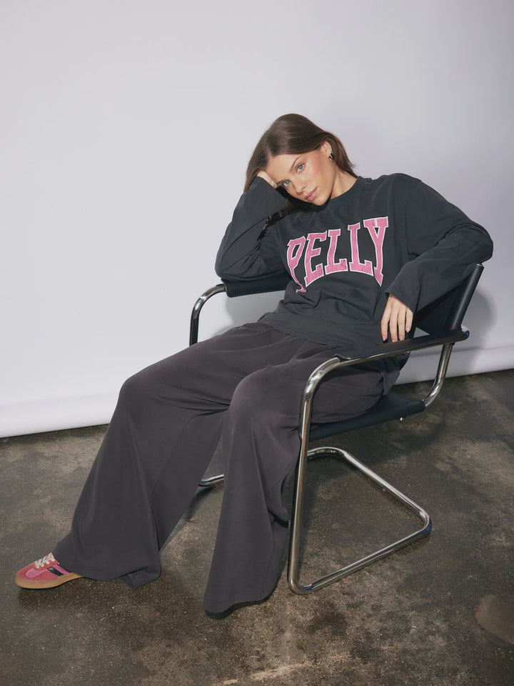Ena Pelly Pink Kara Long Sleeve Top - Vintage Black