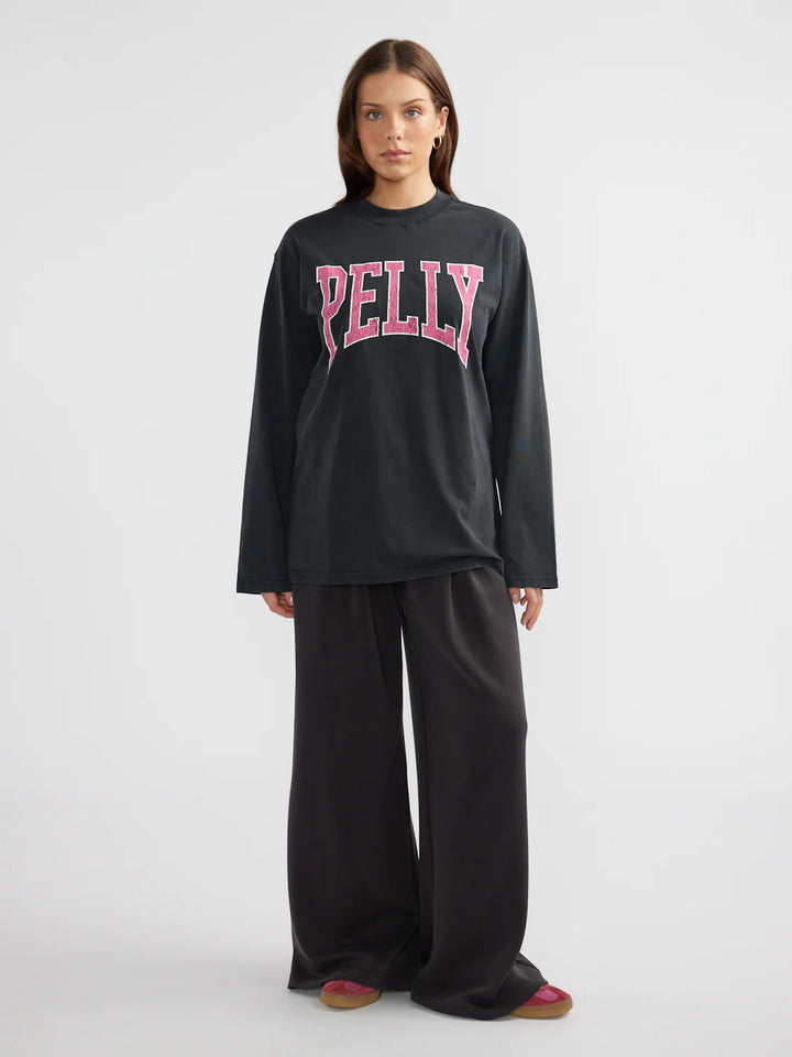 Ena Pelly Pink Kara Long Sleeve Top - Vintage Black