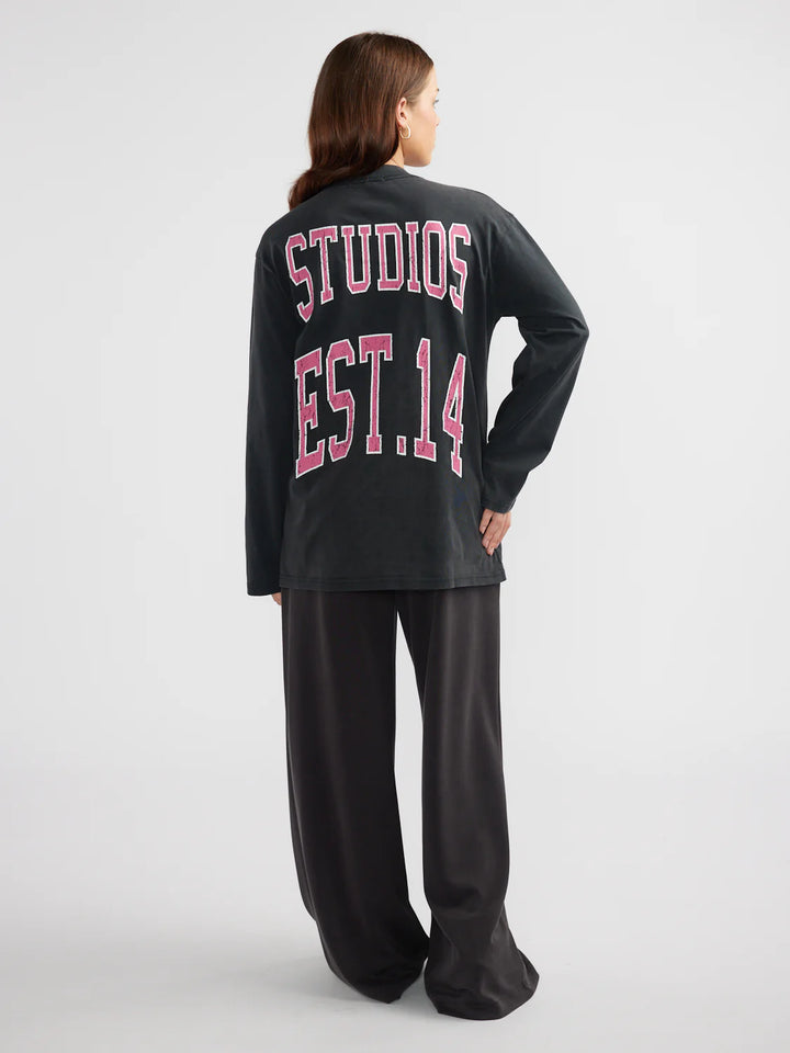 Ena Pelly Pink Kara Long Sleeve Top - Vintage Black