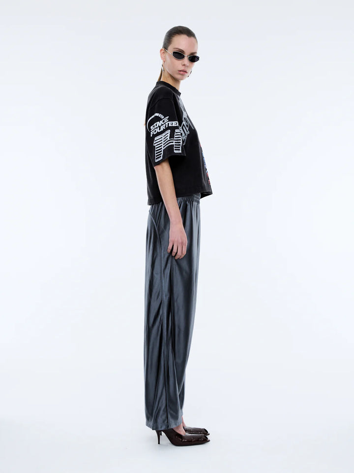 Ena Pelly Flaming Rose Patchwork Tee - Washed Black