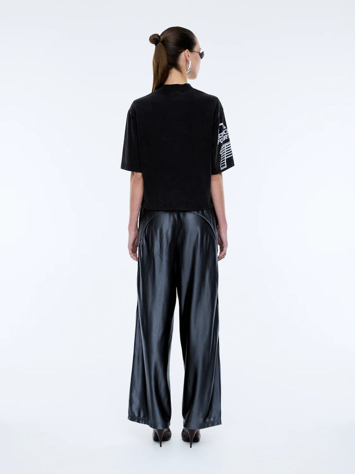 Ena Pelly Flaming Rose Patchwork Tee - Washed Black