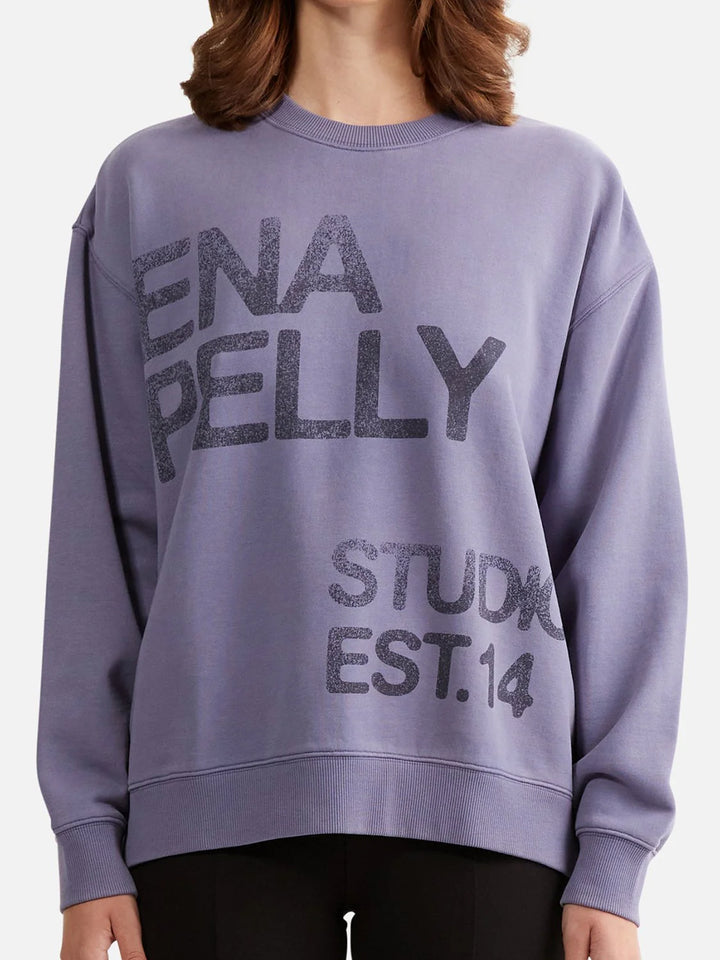 Ena Pelly Lola Oversized Sweater Stamped Logo- Dark Iris