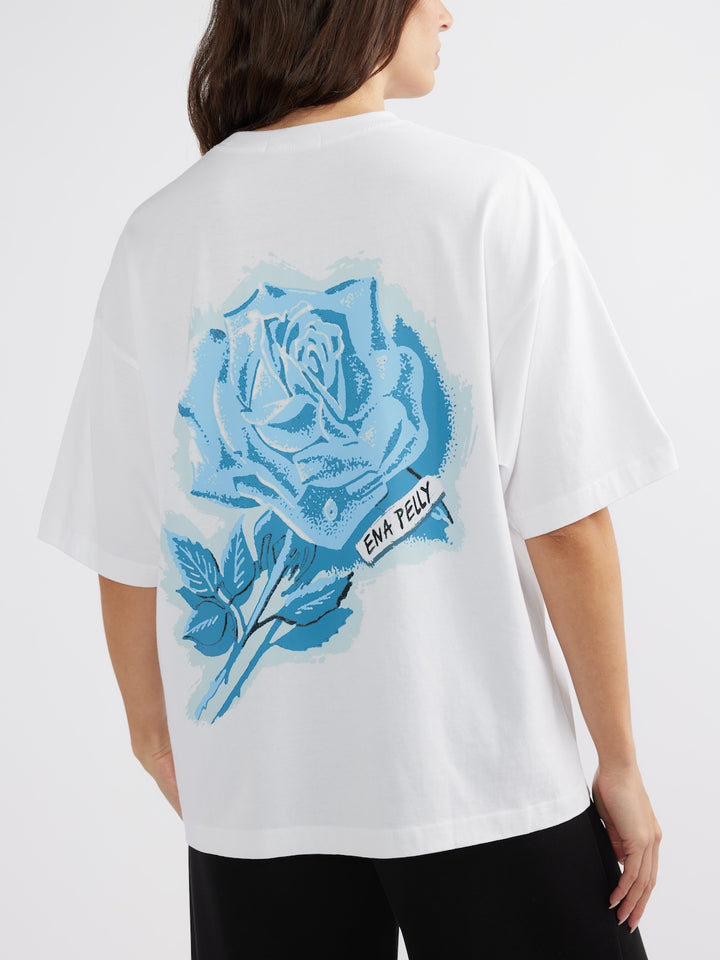 Ena Pelly Blue Rose Tee - White