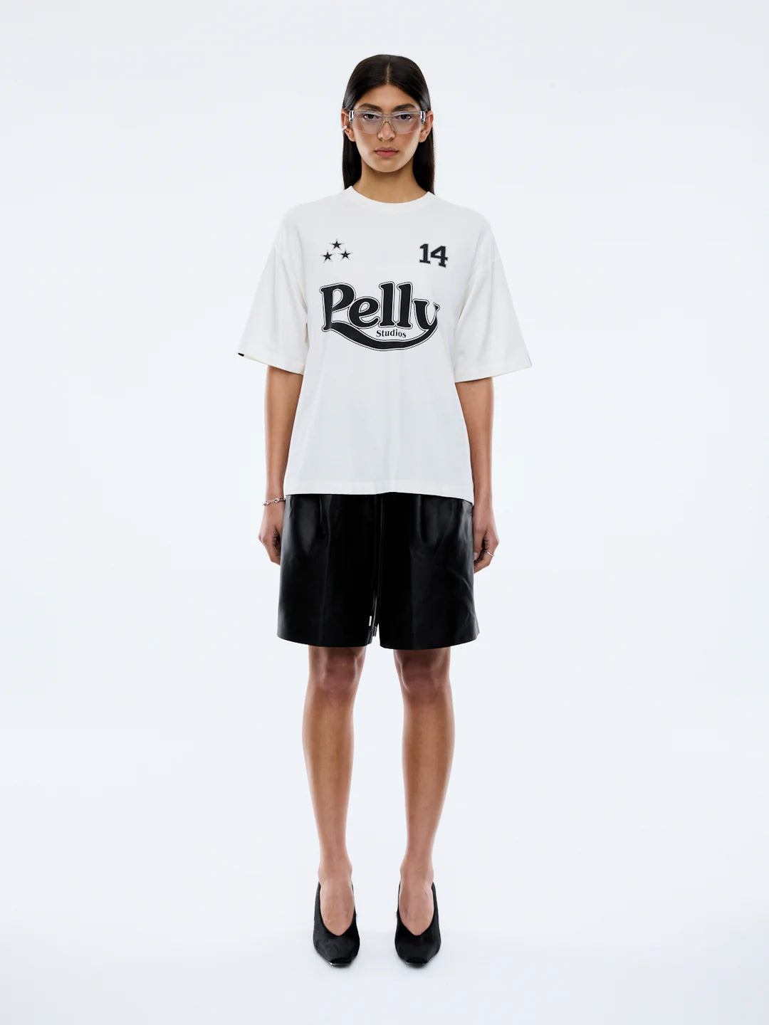 Ena Pelly Racing Pelly Swoop Tee-Vintage White