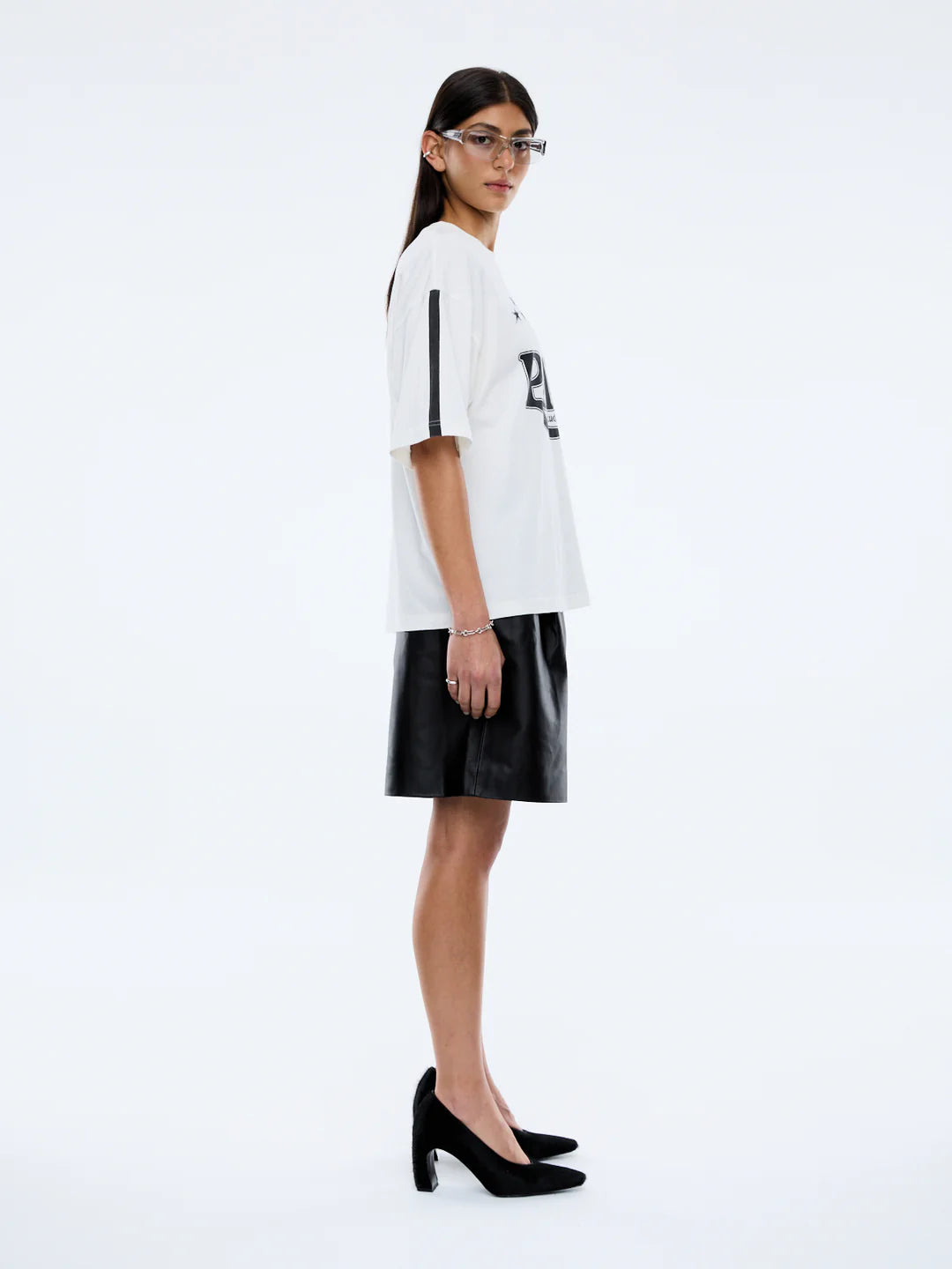 Ena Pelly Racing Pelly Swoop Tee-Vintage White