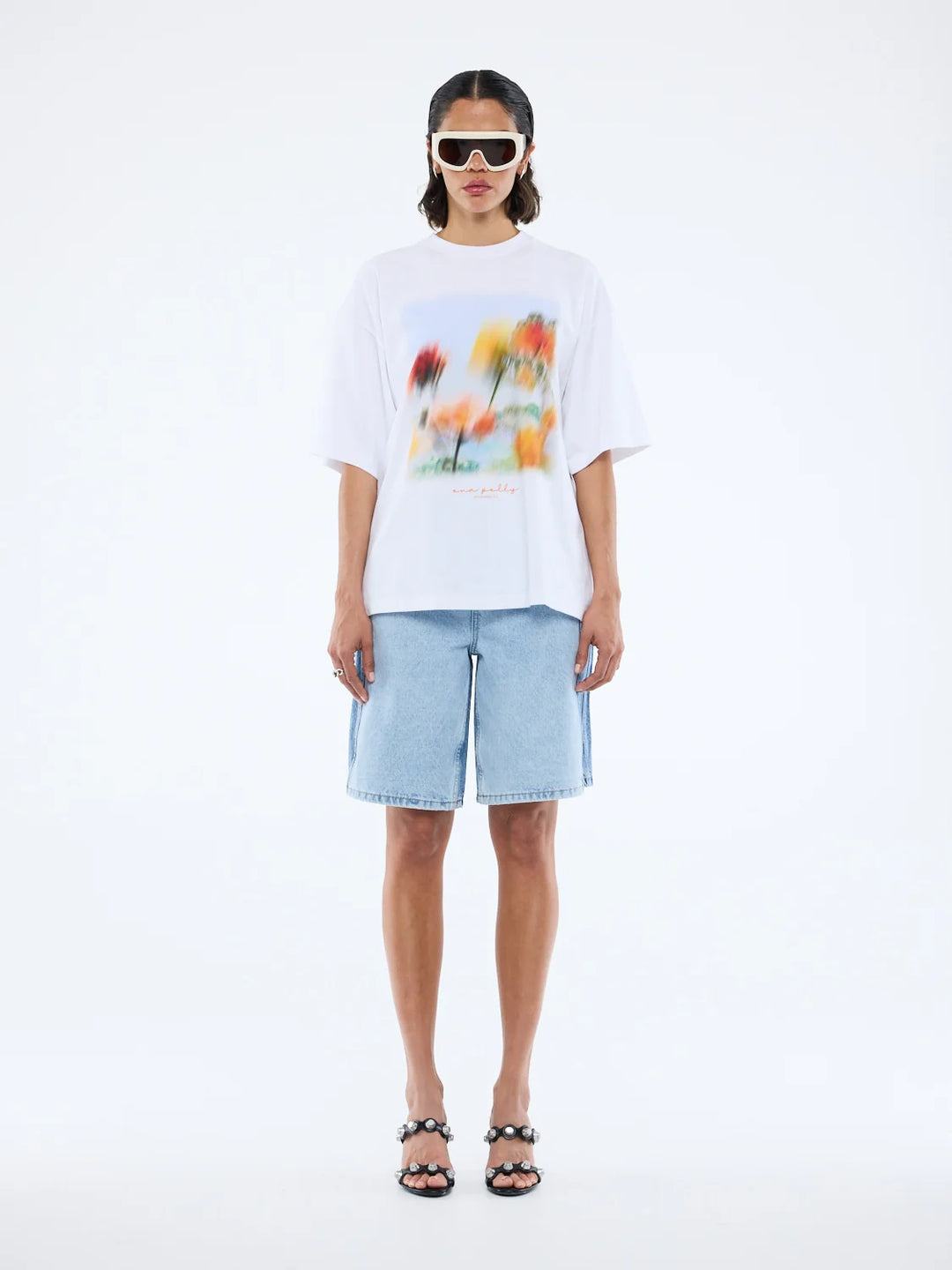 Ena Pelly Blurred Daisy Drame Tee - White