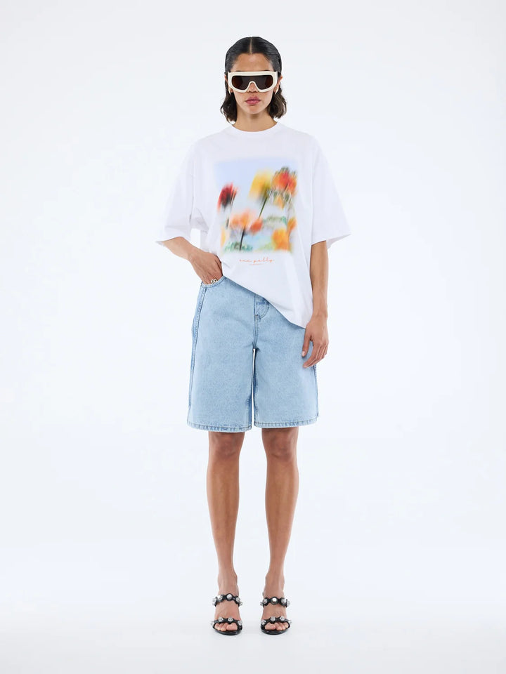 Ena Pelly Blurred Daisy Drame Tee - White