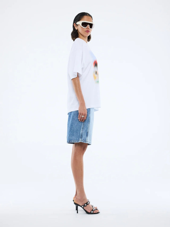 Ena Pelly Blurred Daisy Drame Tee - White