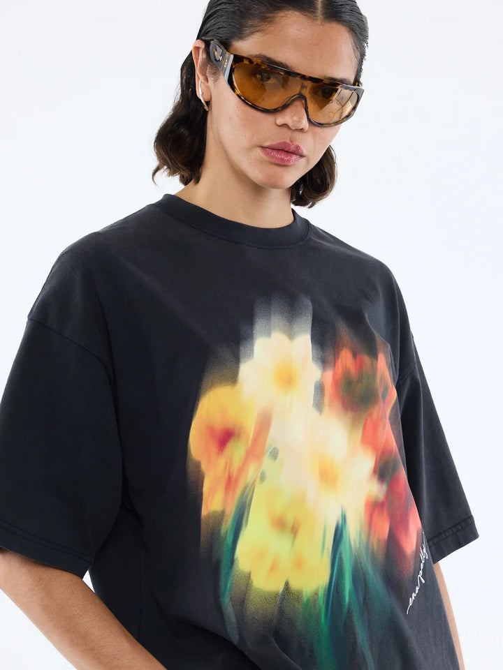 Ena Pelly Blurred Sunflowers Tee - Vintage Black