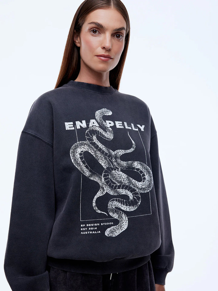 Ena Pelly Vintage Snake Sweatshirt - Vintage Black