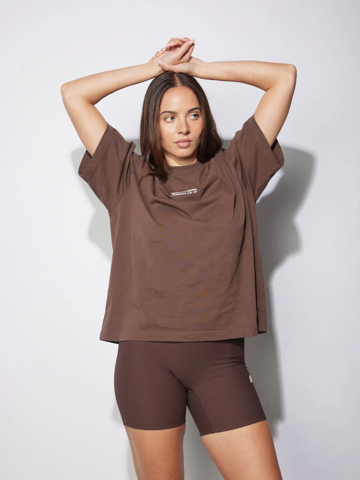 Ena Pelly Athleisure Rib Bike Short - Mocha