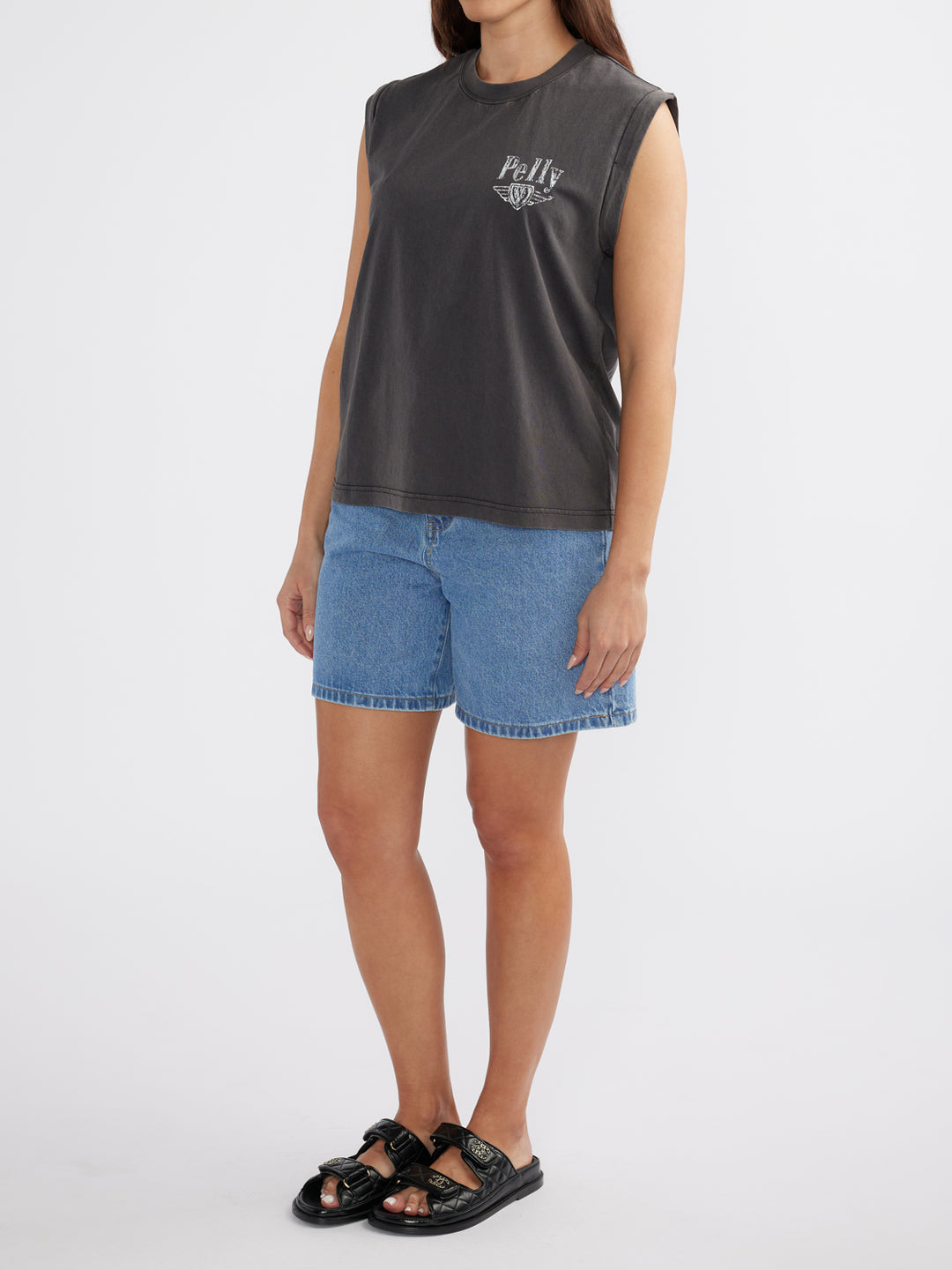 Ena Pelly Rachel Muscle Tank - Faded Black