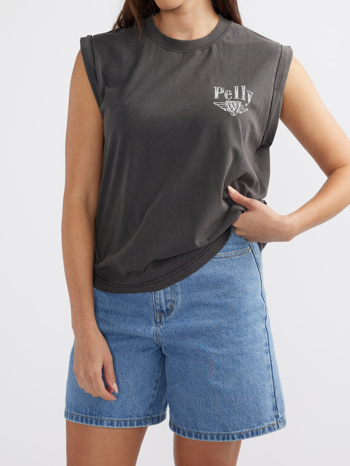 Ena Pelly Rachel Muscle Tank - Faded Black