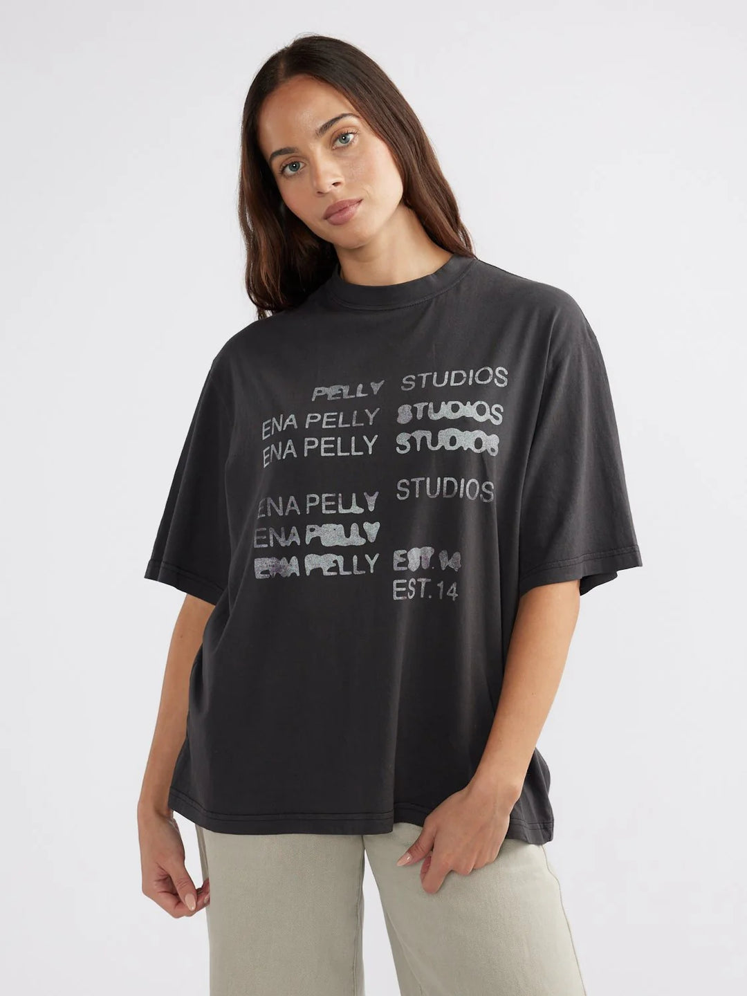 Ena Pelly Blurred Logo Tee - Vintage Black