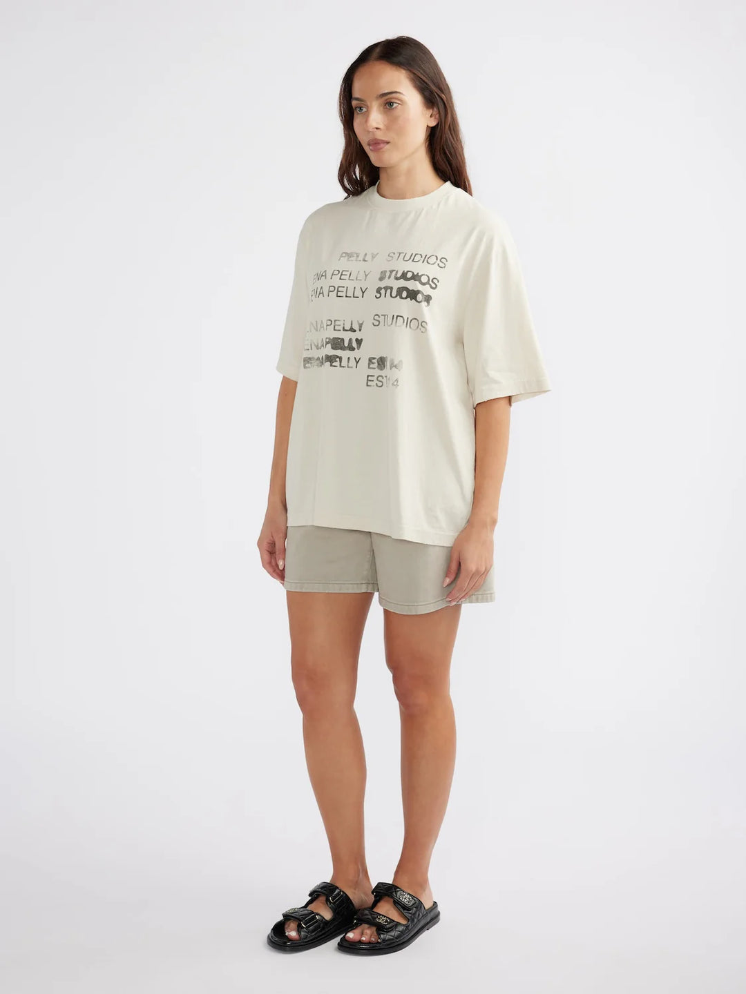 Ena Pelly Blurred Logo Tee - Cement