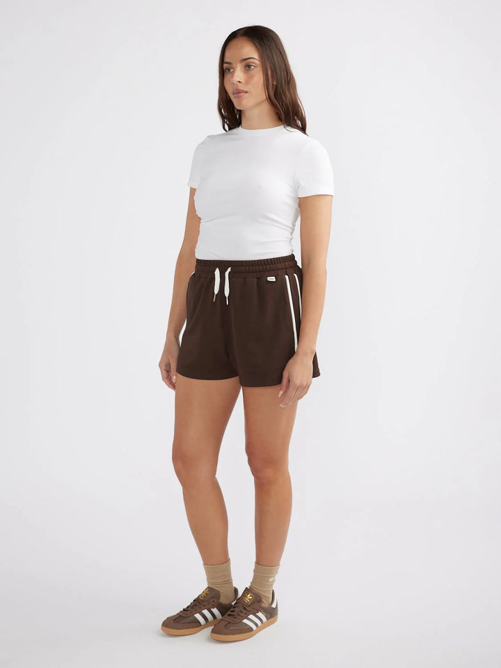 Ena Pelly Paloma Stripe Short - Mocha/Ecru