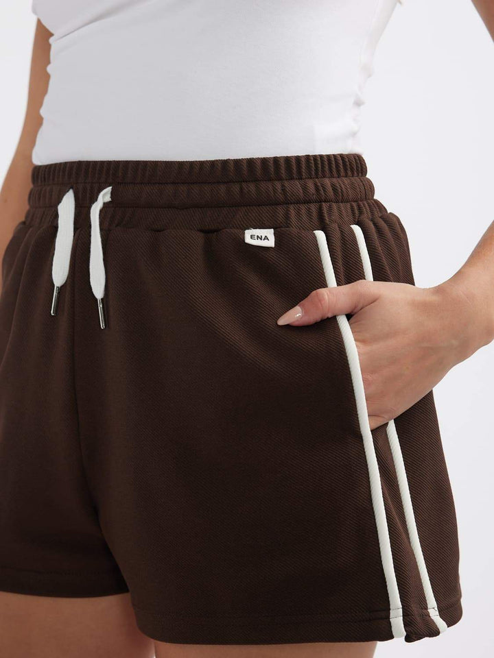 Ena Pelly Paloma Stripe Short - Mocha/Ecru