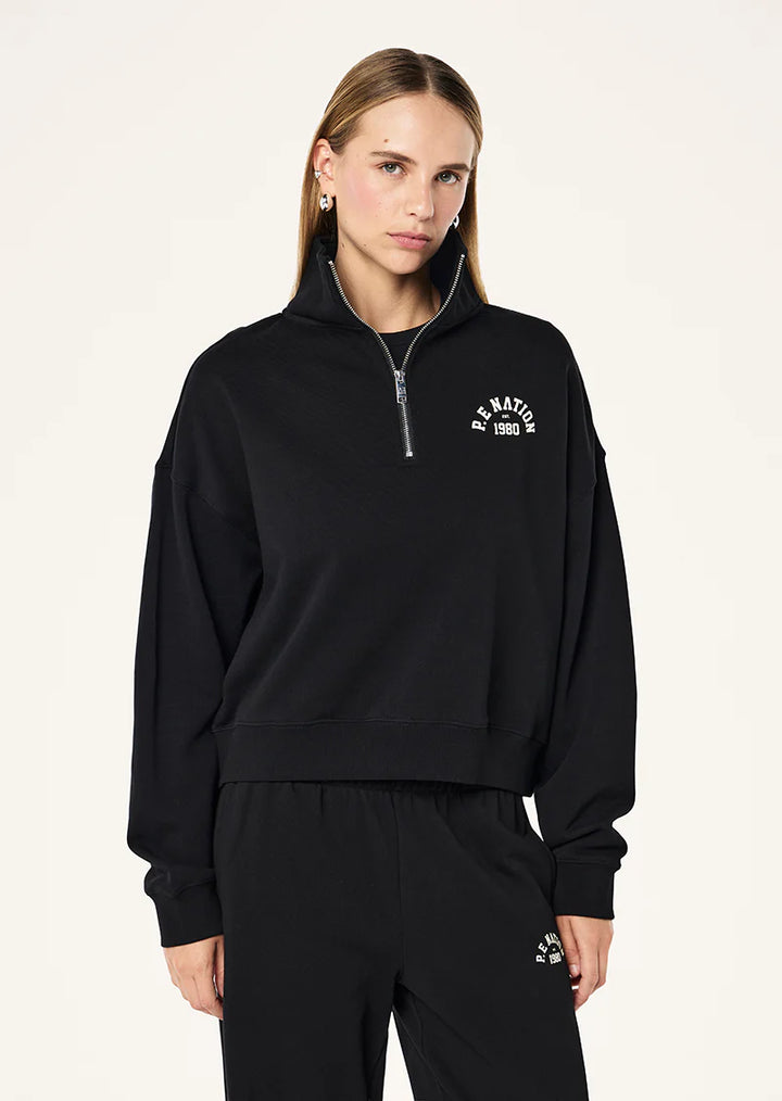 P.E Nation Established Oversized Quarter Zip Sweat - Black