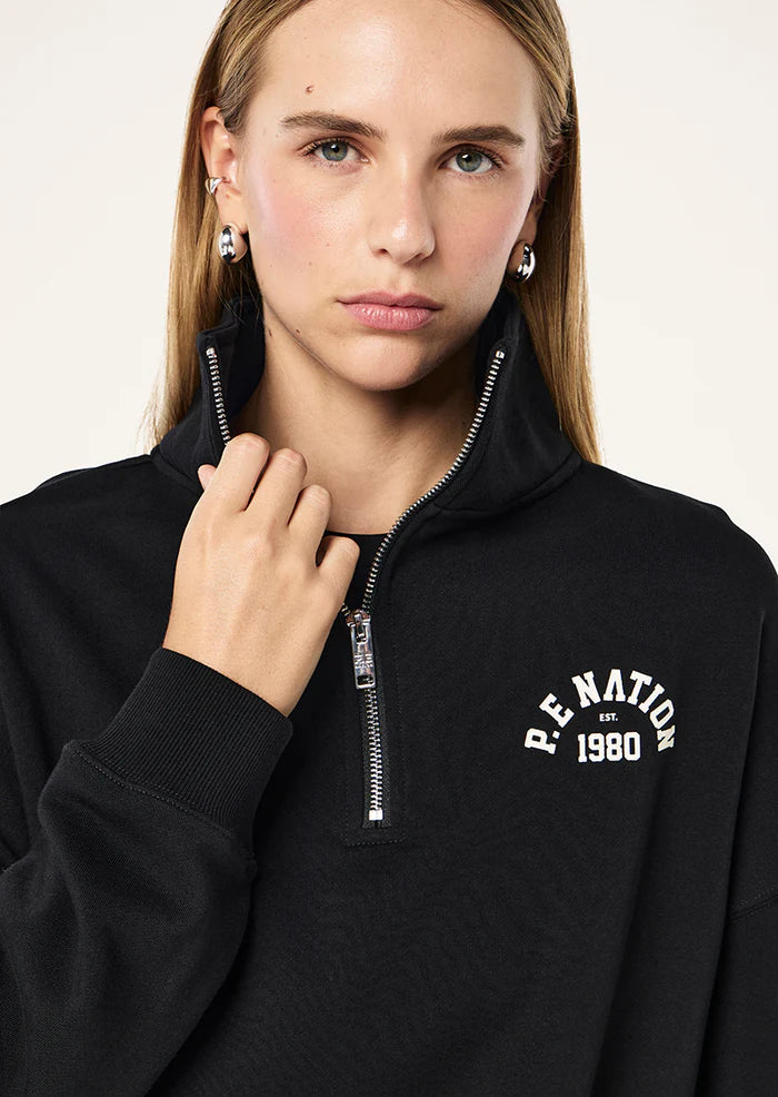 P.E Nation Established Oversized Quarter Zip Sweat - Black