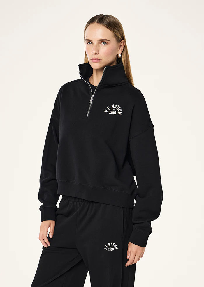 P.E Nation Established Oversized Quarter Zip Sweat - Black