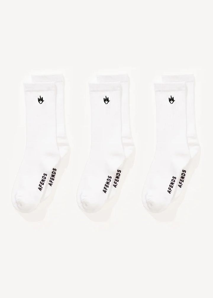 Afends Flame Socks Three Pack-White